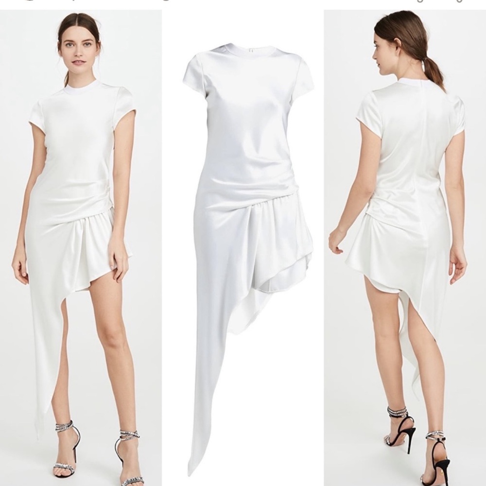 Alexander Wang Exposed Leg Short Sleeve Dress in White